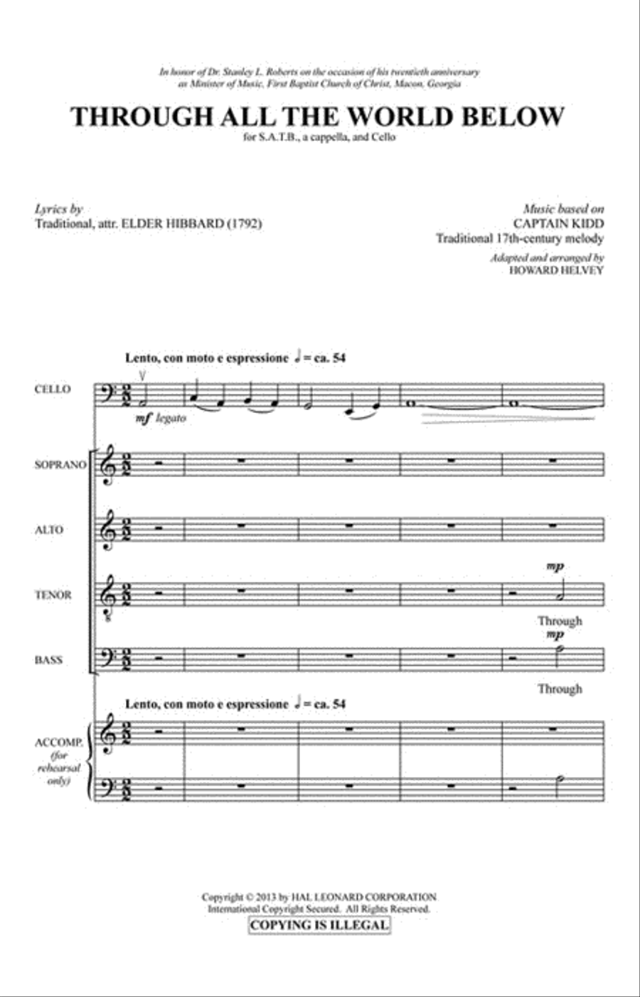 Through All the World Below 4-Part scores gallery preview page 2