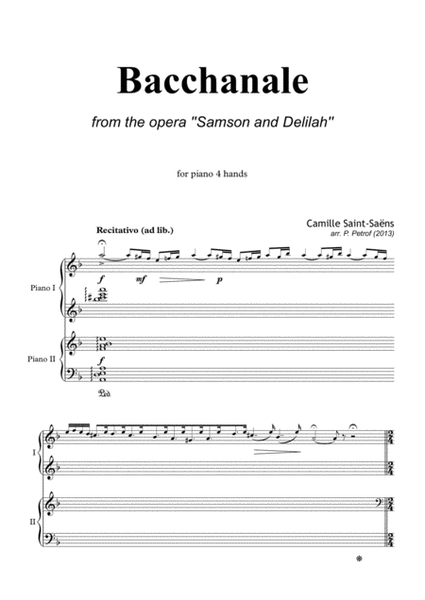 Bacchanale from the opera ''Samson and Delilah'' - for piano 4 hands image number null
