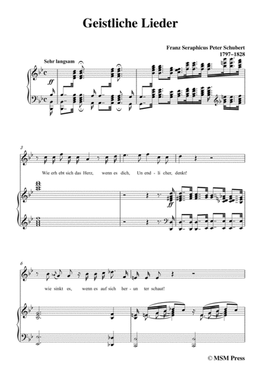 Schubert-Geistliche Lieder,in B flat Major,for Voice&Piano image number null