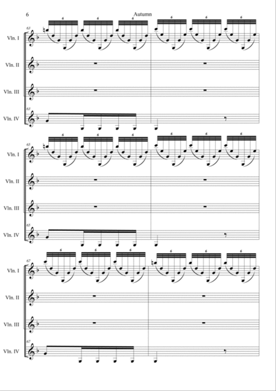 The Four Seasons: Autumn 3rd Movement Violin scores gallery preview page 6