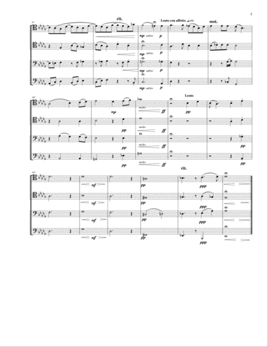 The Heavens Declare the Glory of God (arranged for Trombone Quartet) Trombone Quartet scores gallery preview page 5