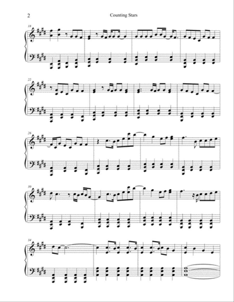 Counting Stars Easy Piano scores gallery preview page 3