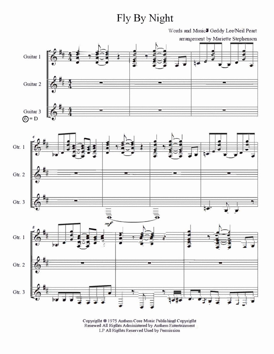 Fly By Night Fly By Night Guitar Ensemble scores gallery preview page 1