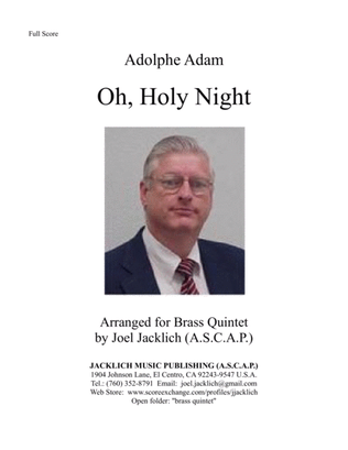 Book cover for O Holy Night arranged for Brass Quintet
