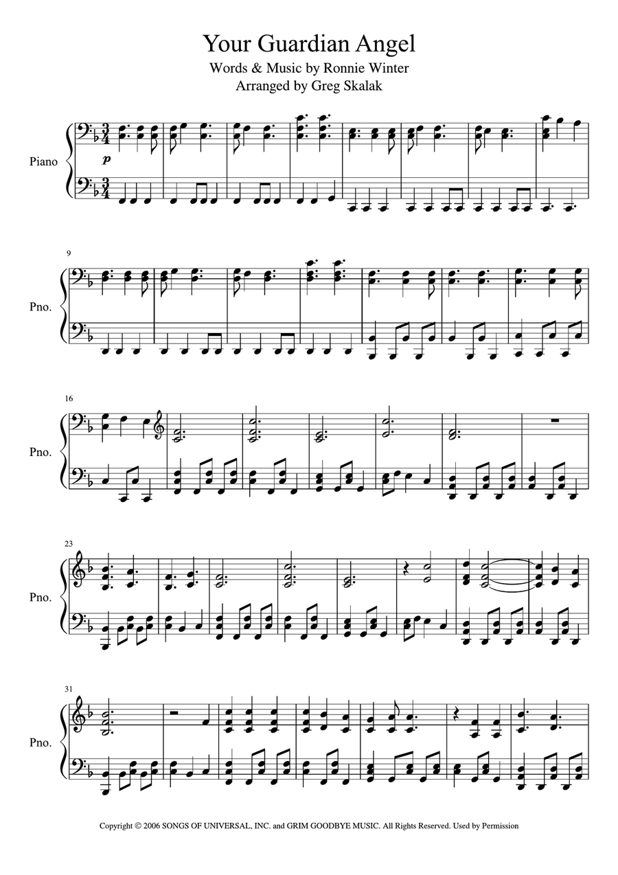 Your Guardian Angel Your Guardian Angel Piano Solo scores gallery preview page 1