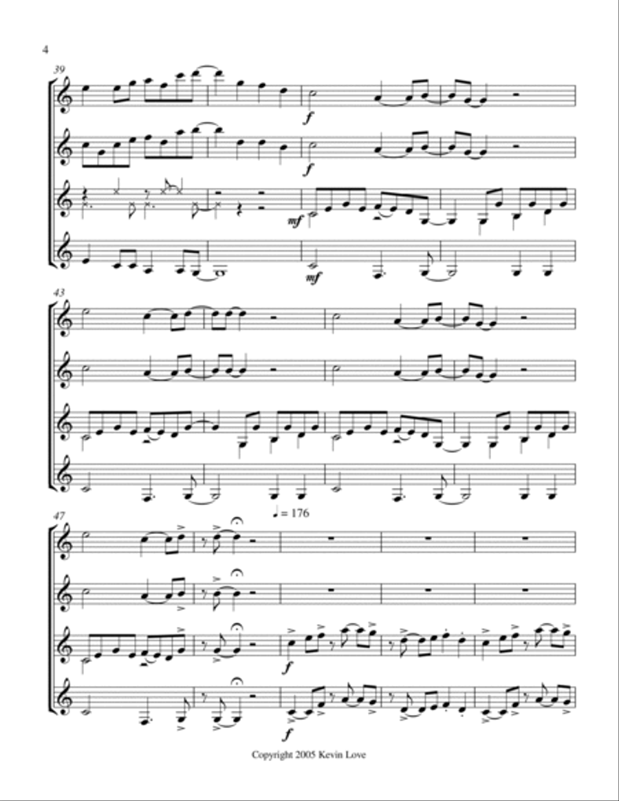 La Bomba (Guitar Quartet) - Score and Parts Guitar Ensemble scores gallery preview page 4