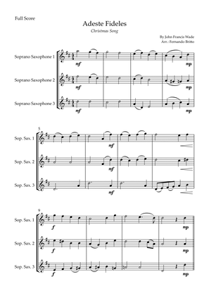 Adeste Fideles (Christmas Song) for Soprano Saxophone Trio