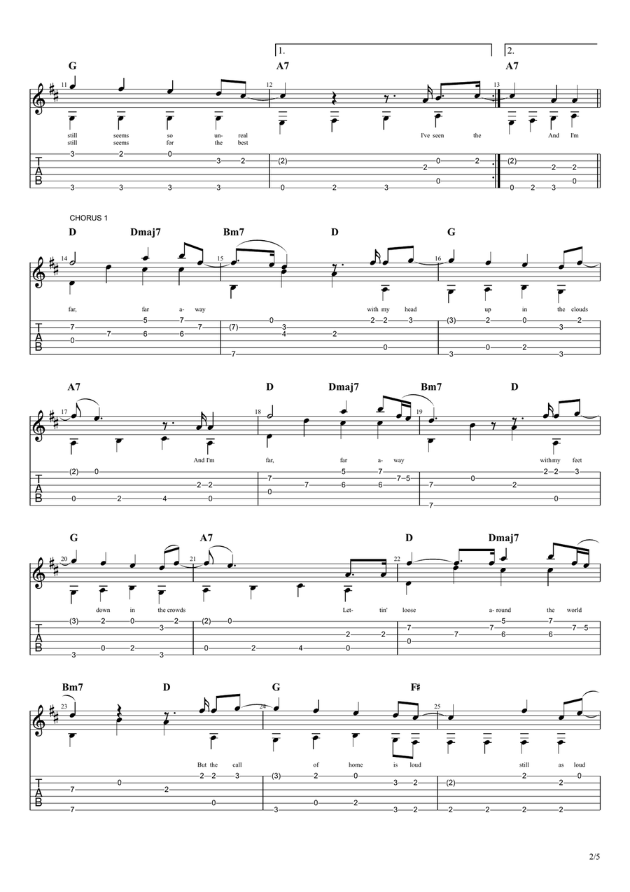 Far Far Away Guitar Tablature scores gallery preview page 3