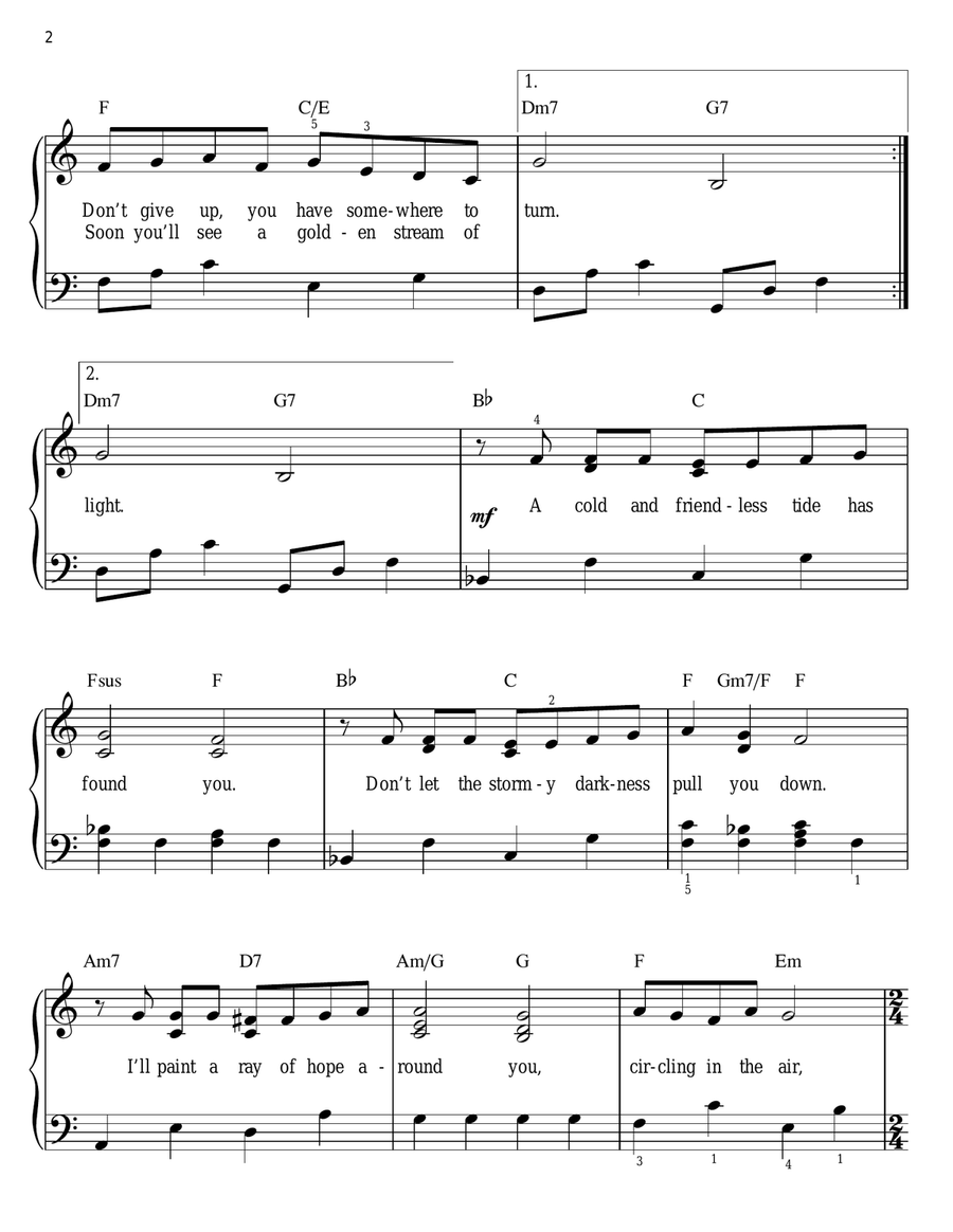 Candle On The Water (from Pete's Dragon) Easy Piano scores gallery preview page 2