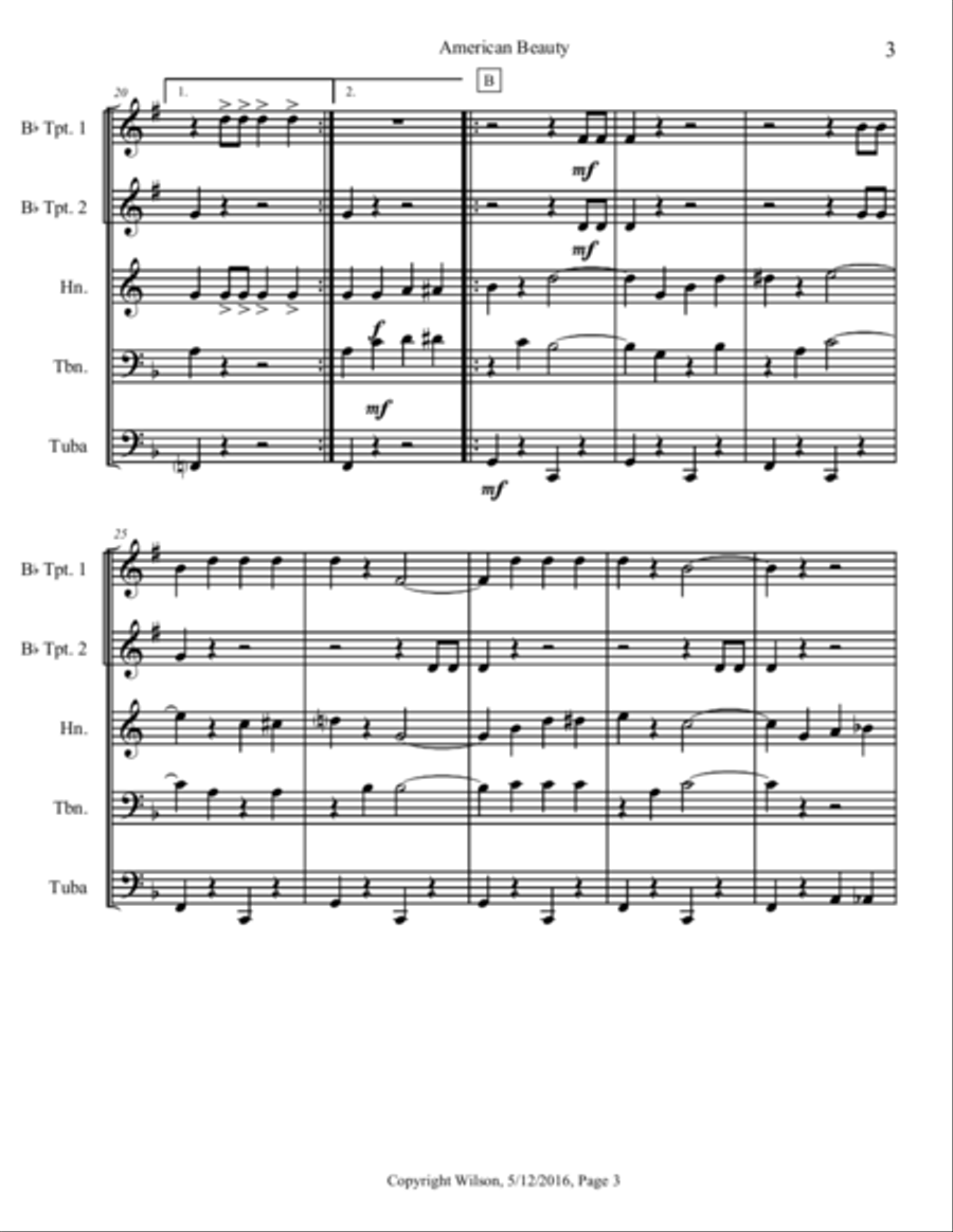 American Beauty American Beauty Brass Quintet scores gallery preview page 4