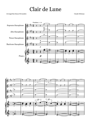Clair de Lune by Debussy - Saxophone Quartet with Piano