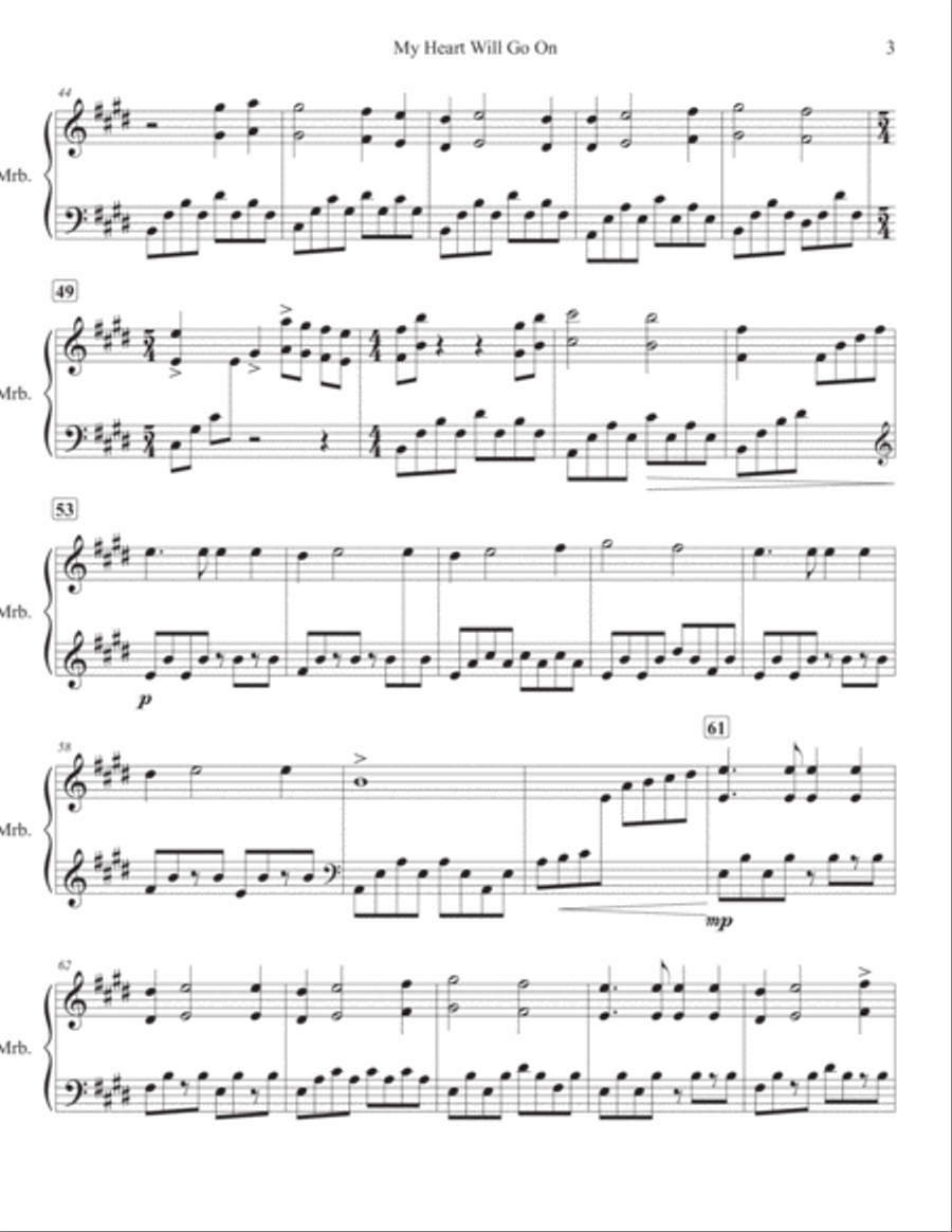 My Heart Will Go On (love Theme From 'titanic') Marimba scores gallery preview page 3