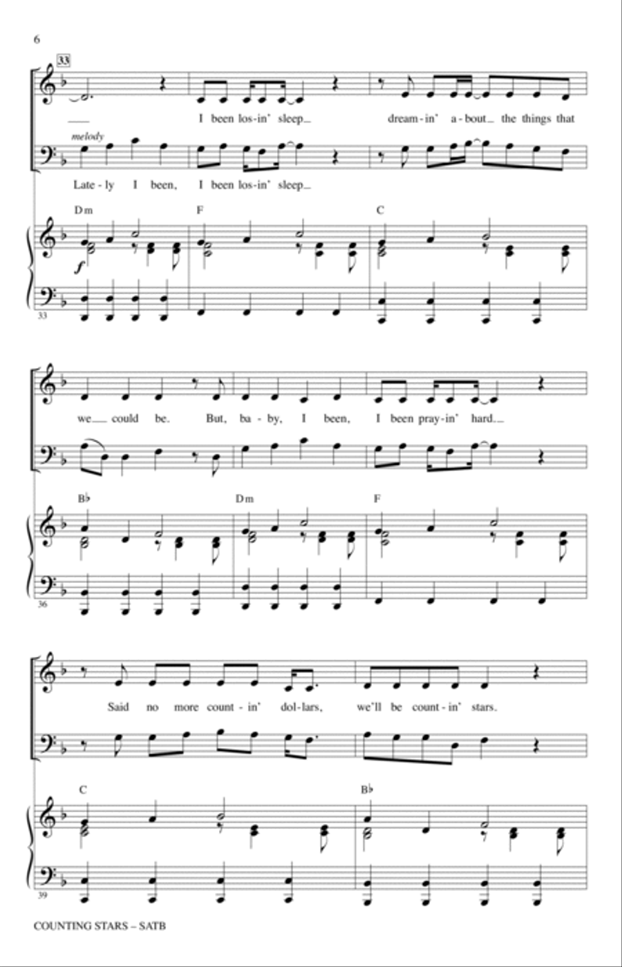 Counting Stars (arr. Mark Brymer) 4-Part scores gallery preview page 5