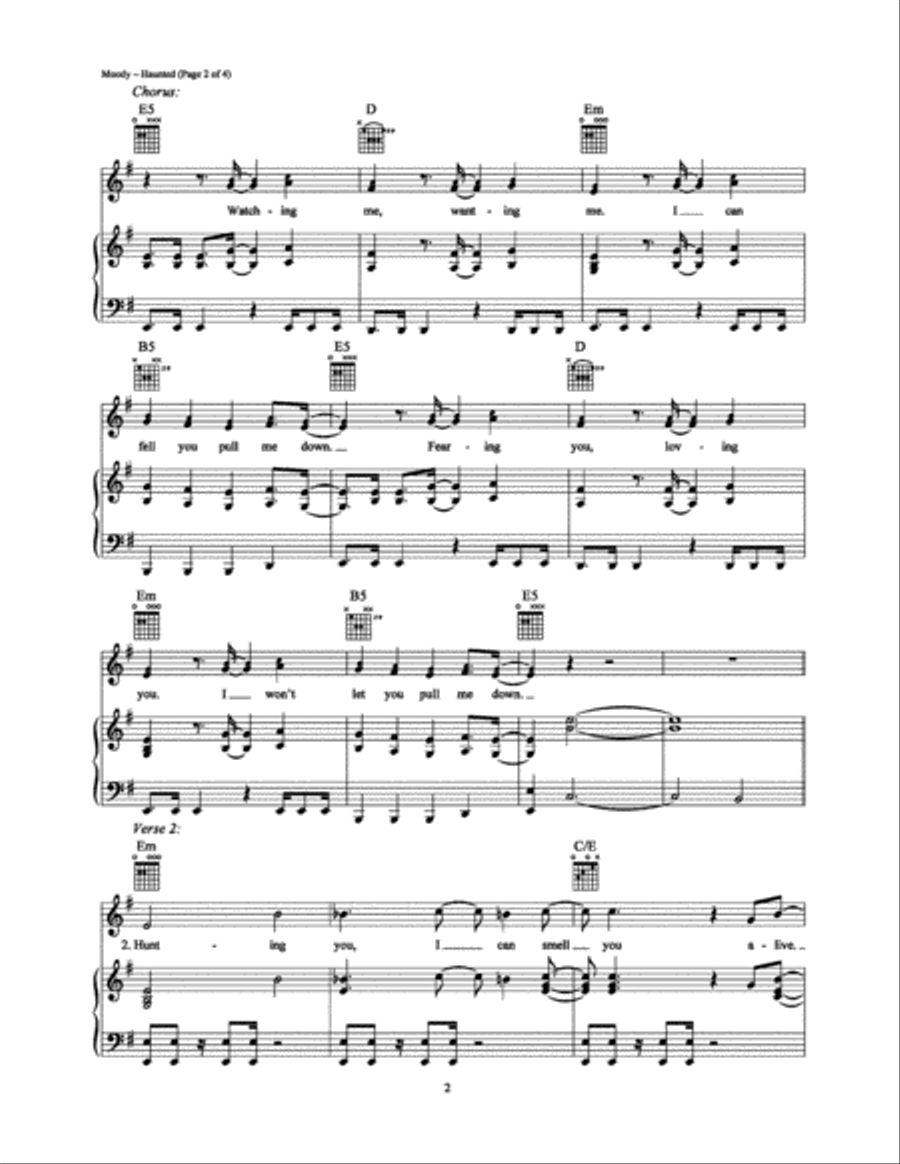 Haunted Piano, Vocal, Guitar scores gallery preview page 2