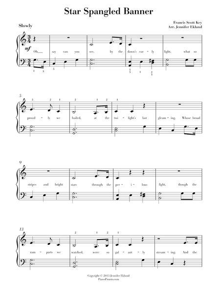 Star Spangled Banner (Arr. for easy piano) image number null
