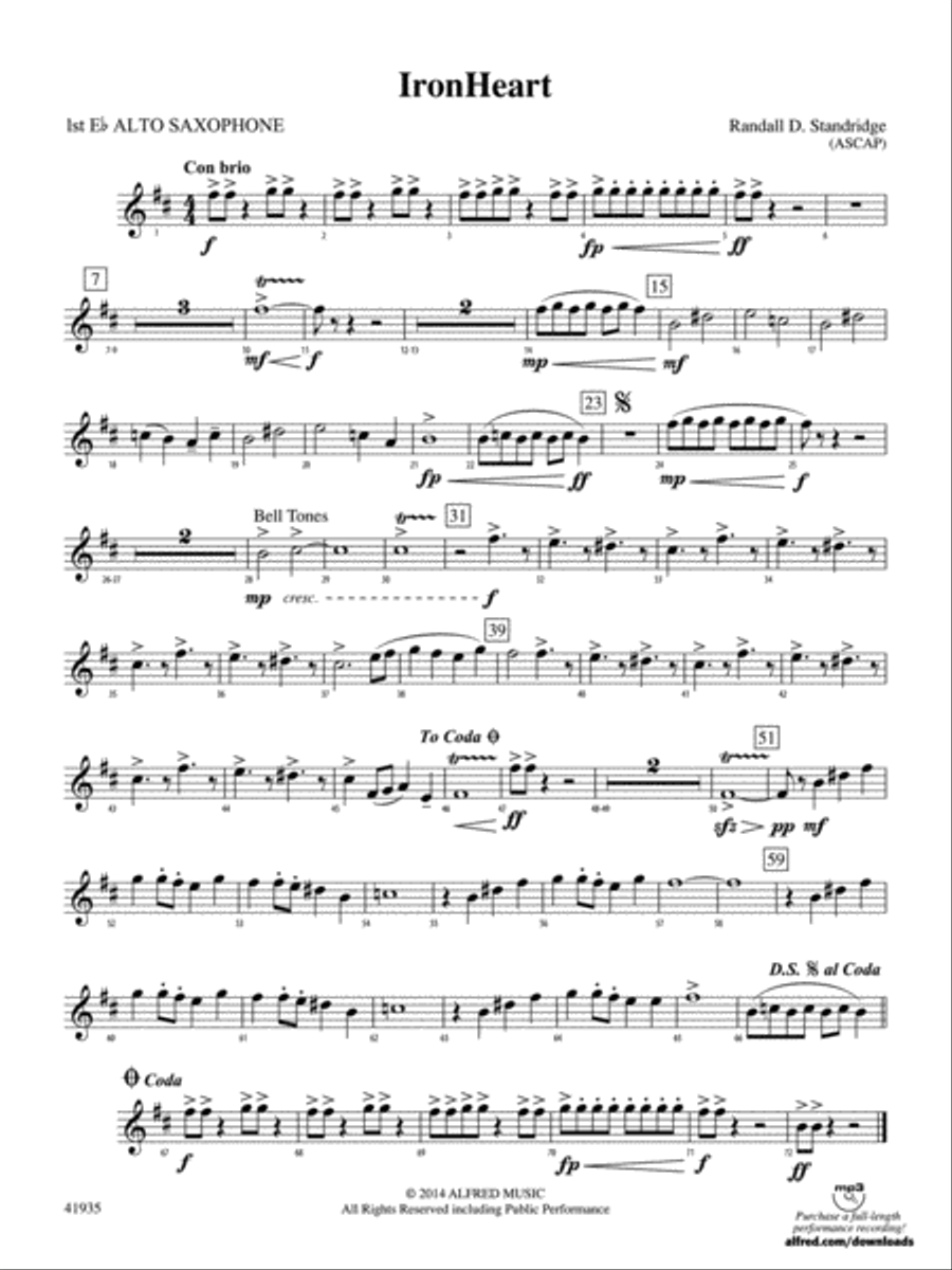 IronHeart: E-flat Alto Saxophone Concert Band scores gallery preview page 1