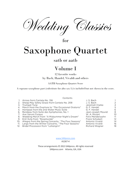 Wedding Classics for Saxophone Quartet image number null