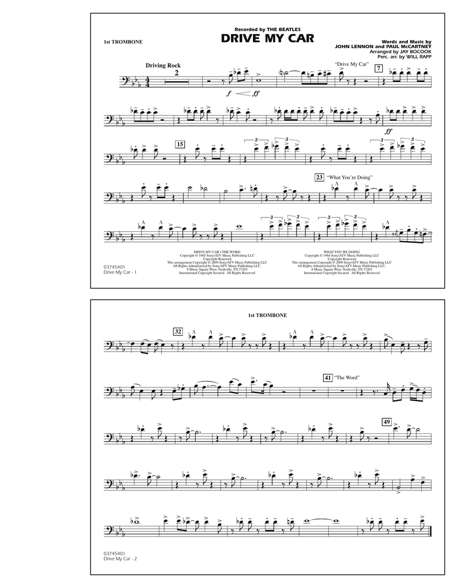 Drive My Car - 1st Trombone