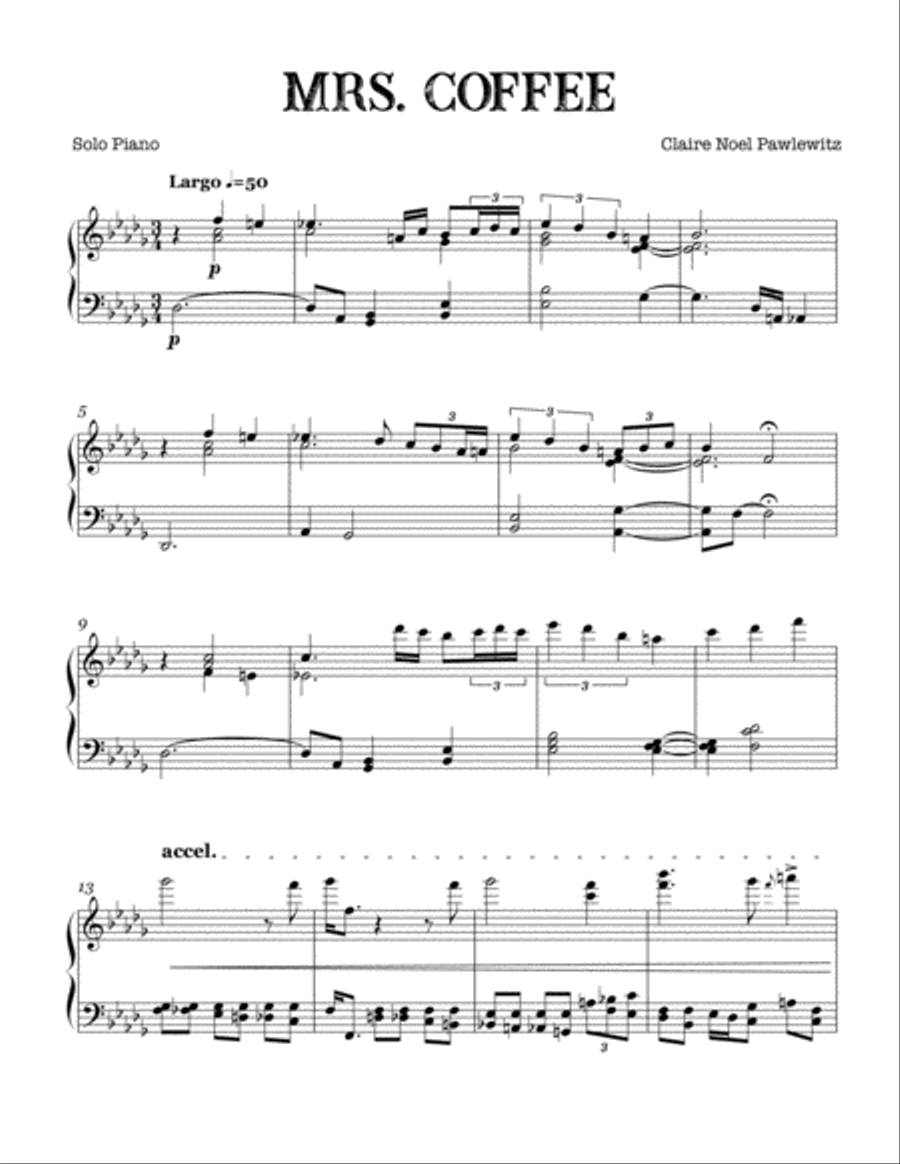 Mrs. Coffee for Solo Piano Piano Solo scores gallery preview page 3