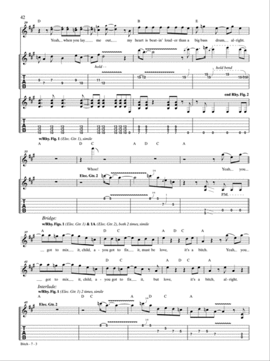 Bitch Bitch Guitar Tablature scores gallery preview page 3
