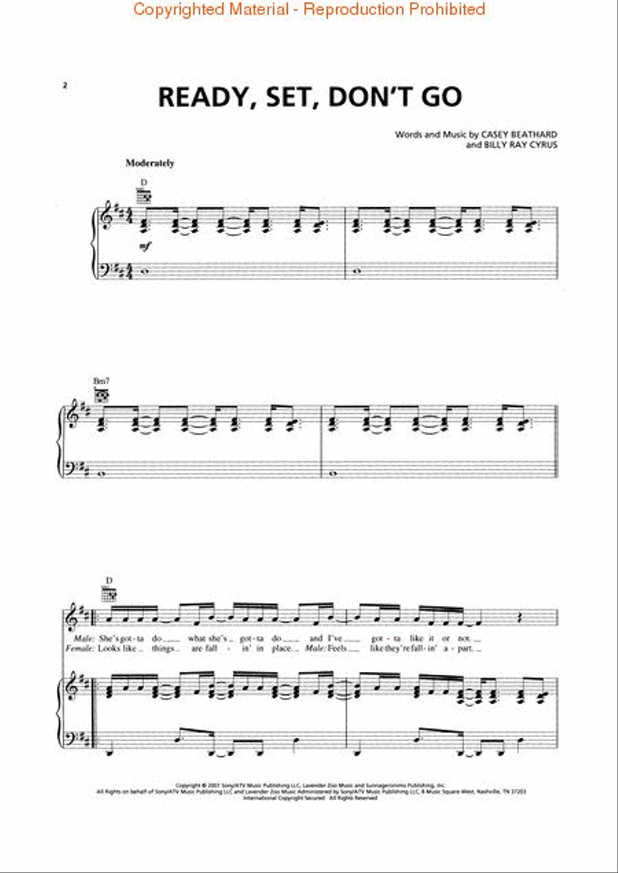 Ready, Set, Don't Go Piano, Vocal, Guitar scores gallery preview page 2