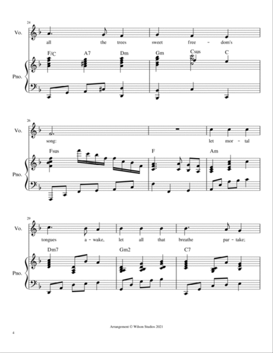 America (My Country 'Tis of Thee)--vocal solo (treble clef) Soprano Voice scores gallery preview page 4