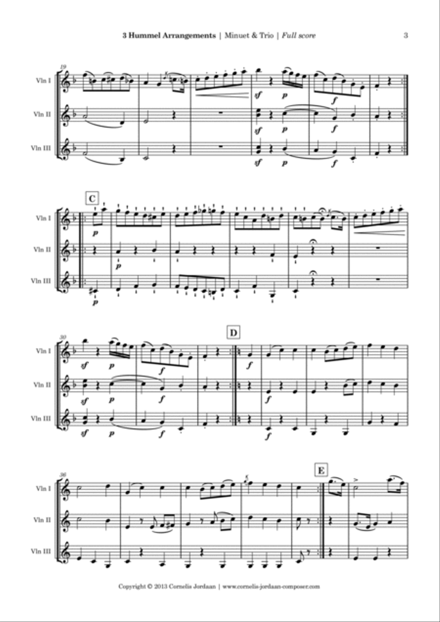 Three Hummel Arrangements for violin trio String Trio scores gallery preview page 3
