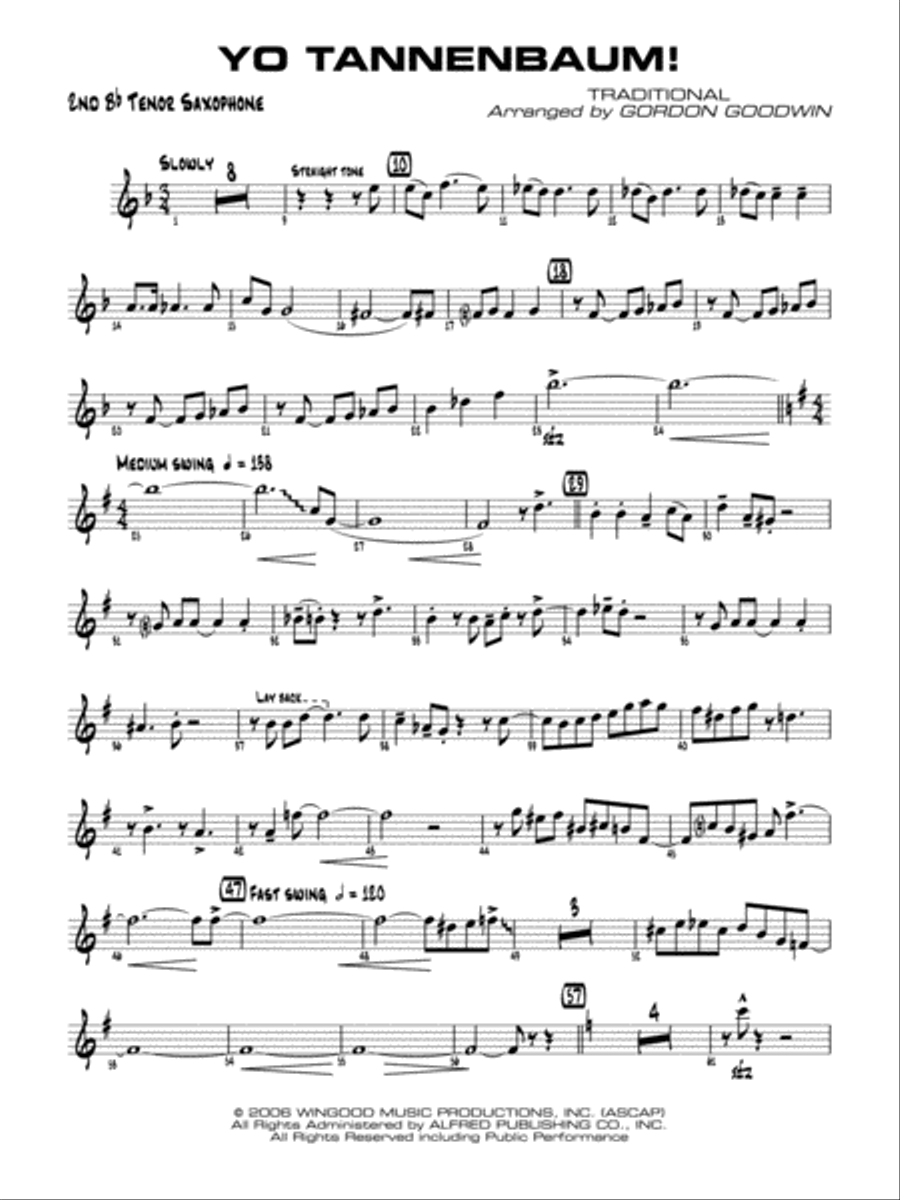 Yo Tannenbaum!: 2nd B-flat Tenor Saxophone Jazz Ensemble scores gallery preview page 1