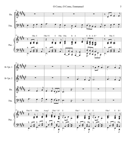 O Come, O Come, Emmanuel (with "O Come, Divine Messiah") (Brass Quartet and Piano) image number null