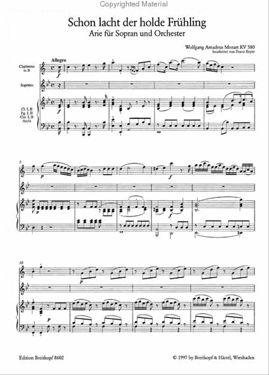“Schon lacht der holde Frühling” KV 580 Voice scores gallery preview page 2