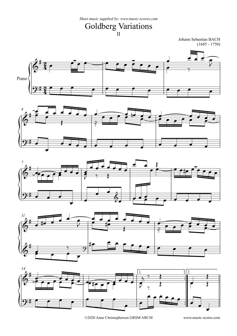 2nd Variation from Goldberg Variations - with written out ornamentation - Piano Piano Solo scores gallery preview page 1