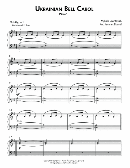 Ukrainian Bell Carol Trio (Easy Piano Trio) image number null