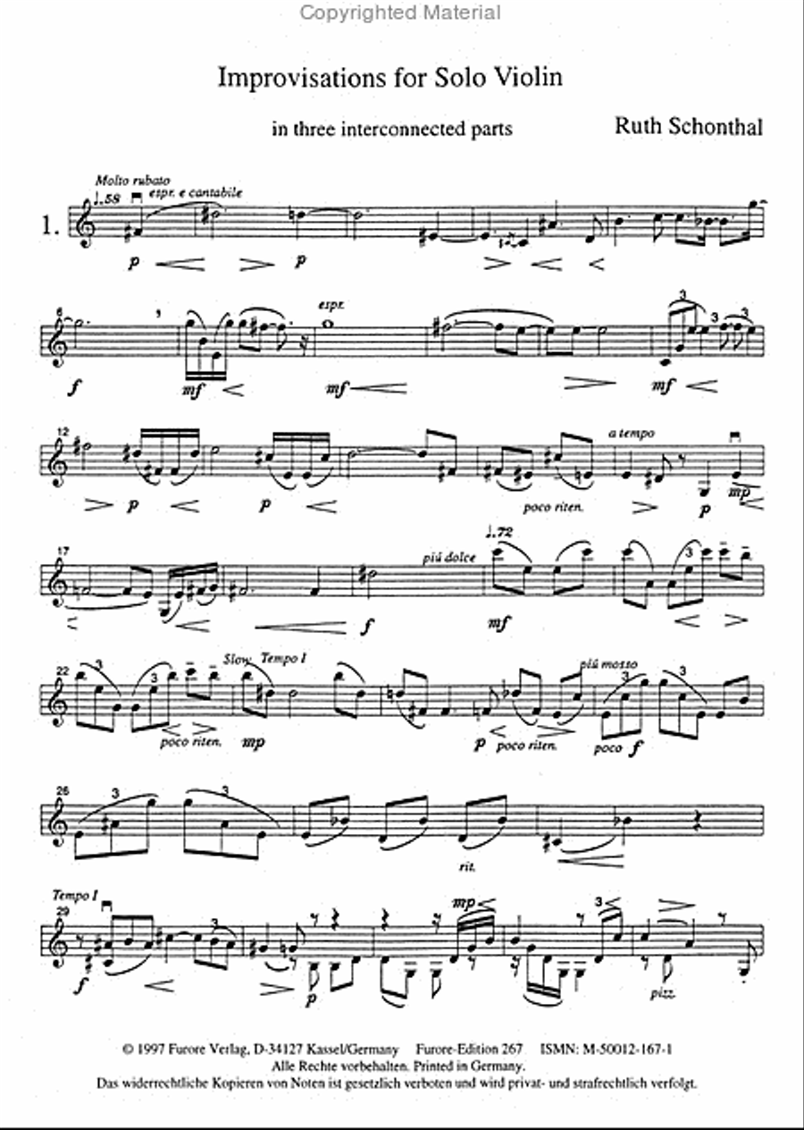 Improvisations in three interconnected Sections Violin Solo scores gallery preview page 2