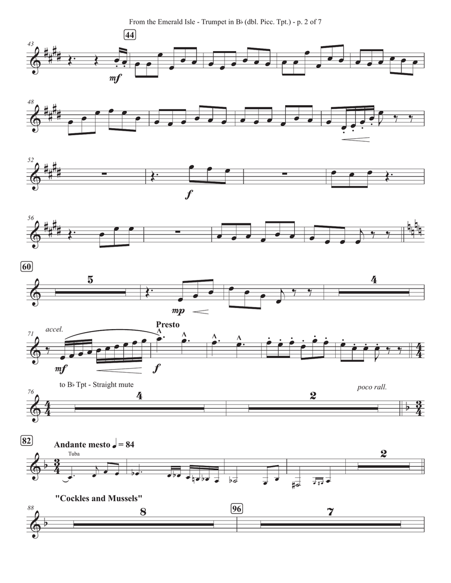 From The Emerald Isle - Bb Trumpet 1 / Piccolo Tpt. Brass Quintet scores gallery preview page 2