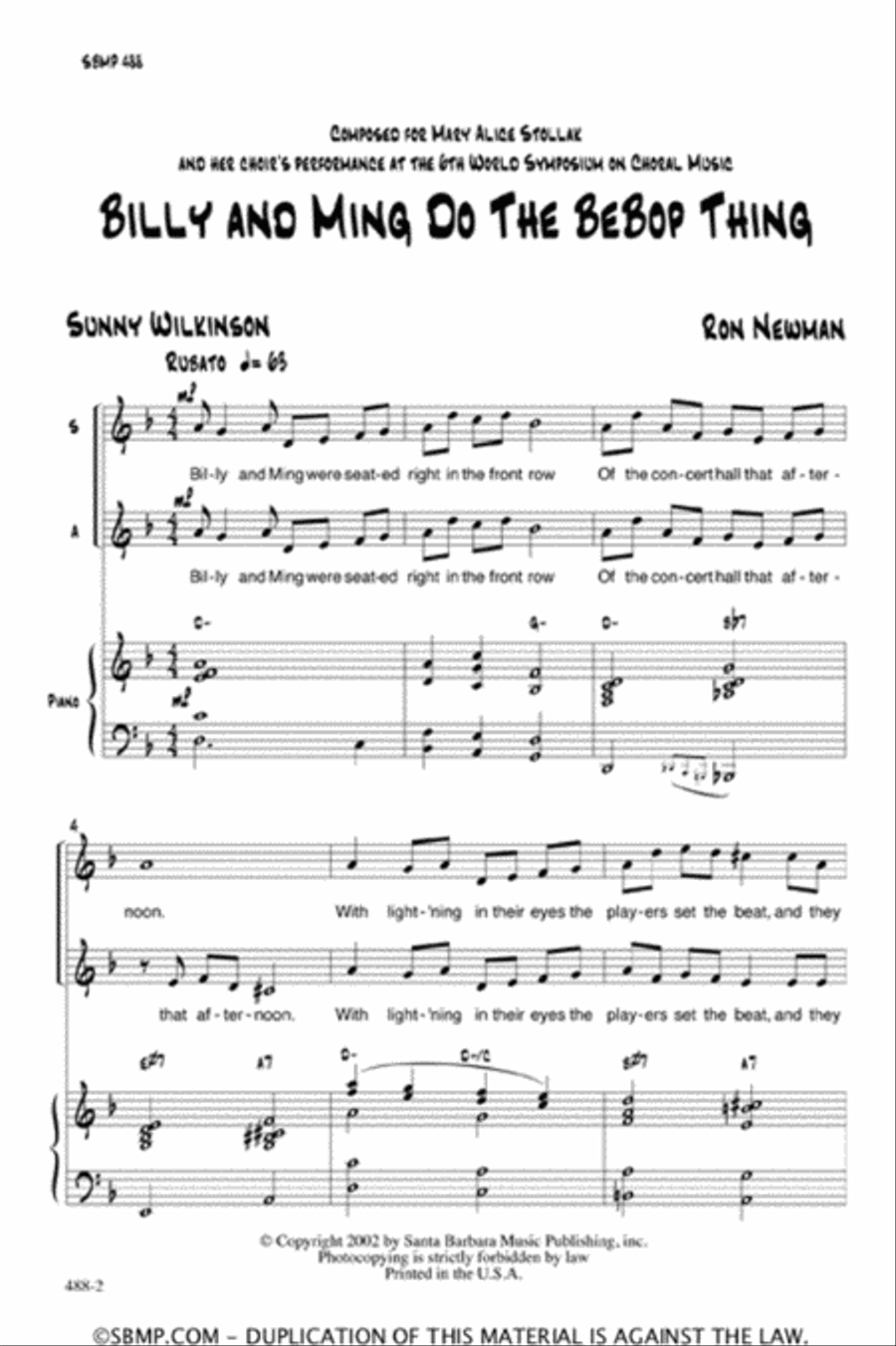 Billy and Ming Do the Bebop Thing - SA Octavo SA scores gallery preview page 2