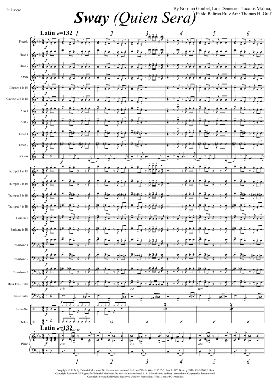 Sway (quien Sera) Concert Band scores gallery preview page 1