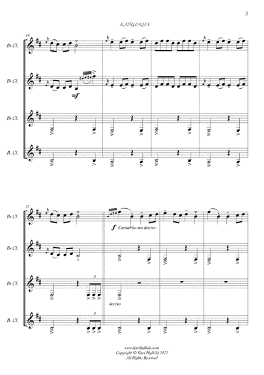 Katruskha (Clarinet quartet) Clarinet Quartet scores gallery preview page 3