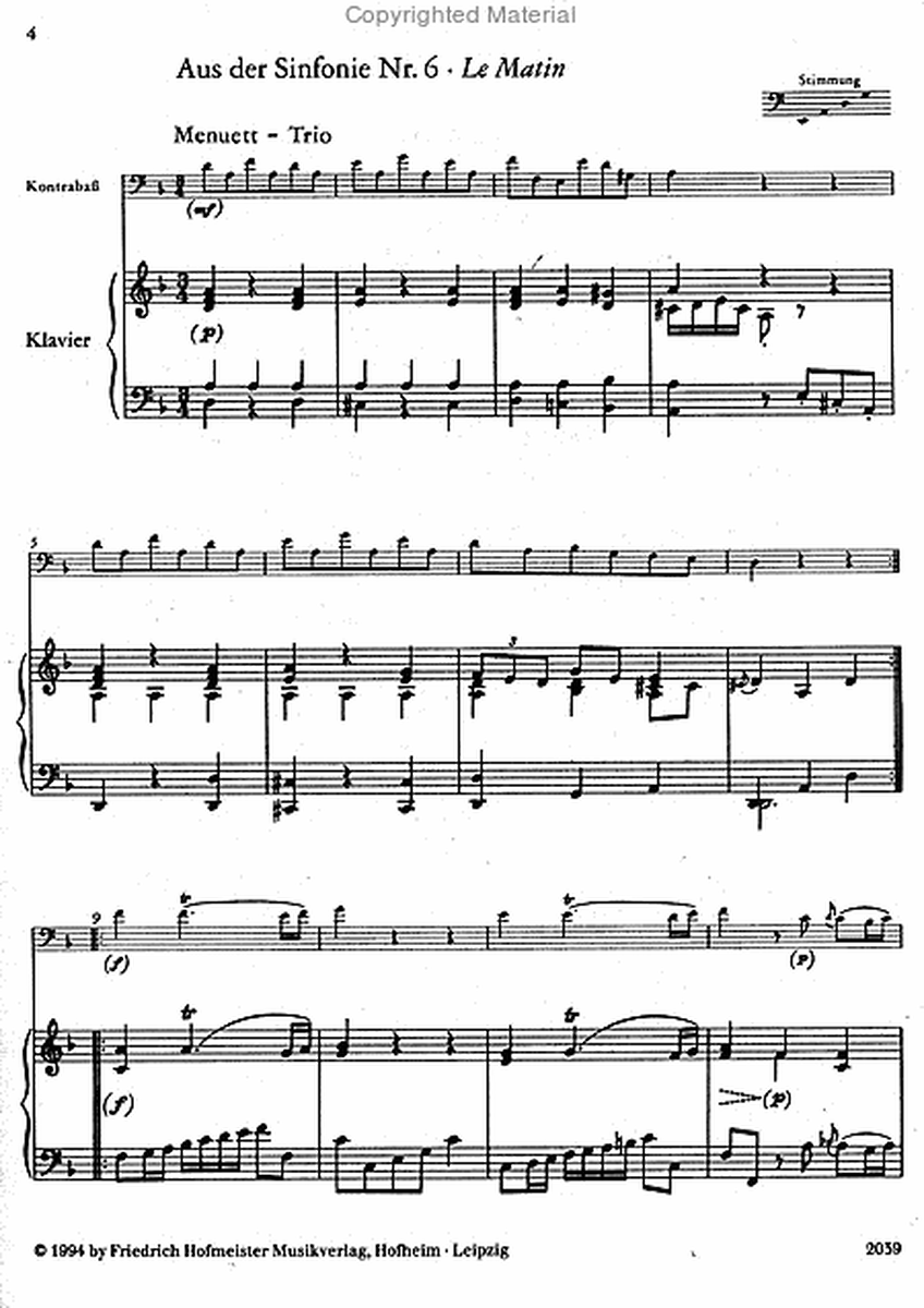 Kontrabass-Soli aus den Sinfonien / KlA