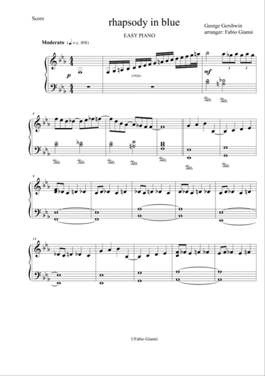 rhapsody in blue (easy piano) Easy Piano scores gallery preview page 1