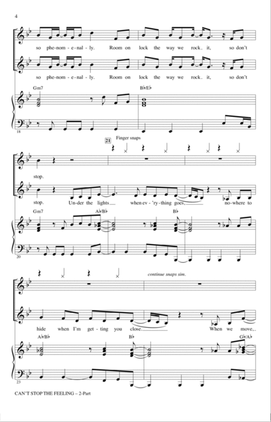 Can't Stop The Feeling (from Trolls) (arr. Mac Huff) 2-Part scores gallery preview page 3