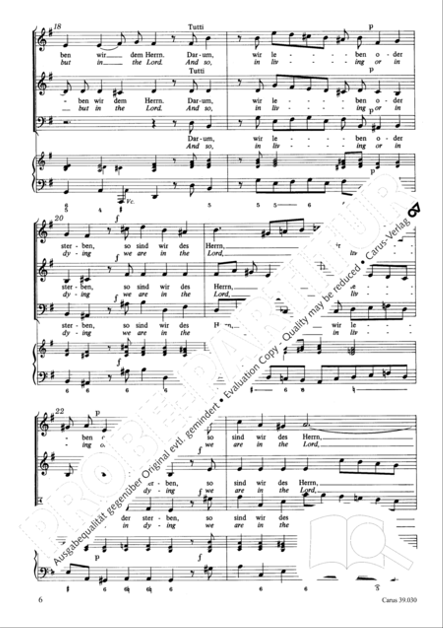 Among us lives for his own sake (Unser keiner lebt ihm selber) SA scores gallery preview page 6