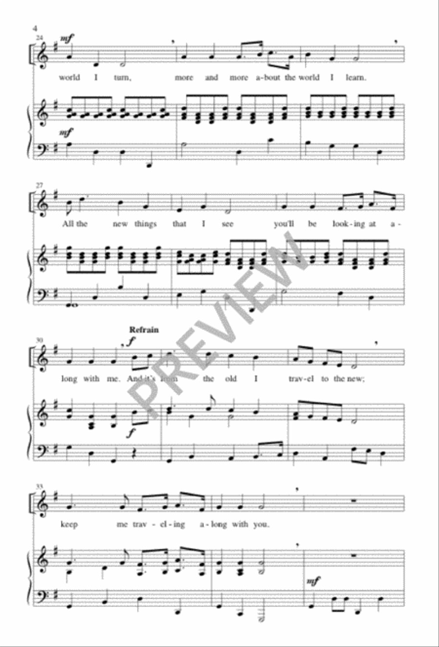 One More Step along the World I Go Unison Choir scores gallery preview page 4