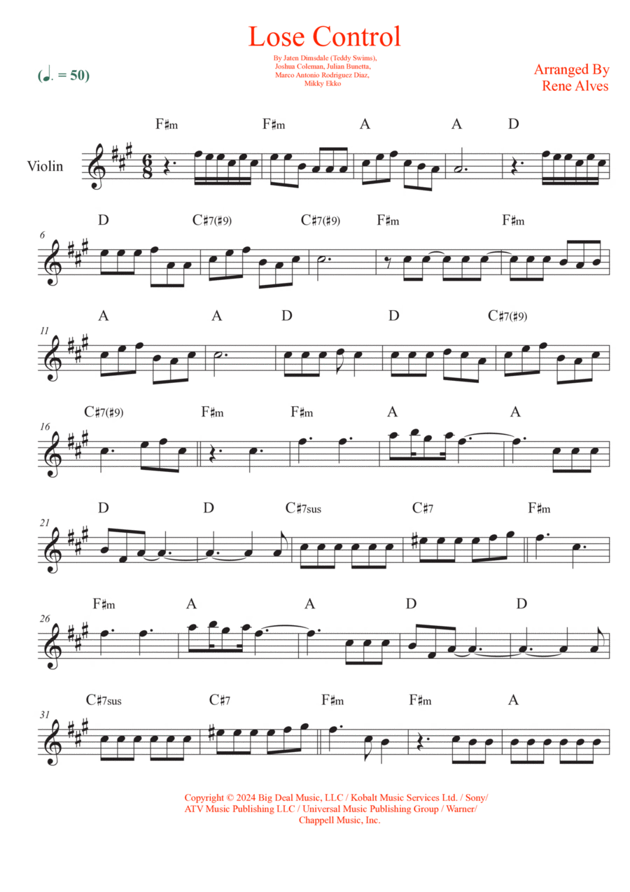 Lose Control Violin Solo scores gallery preview page 1