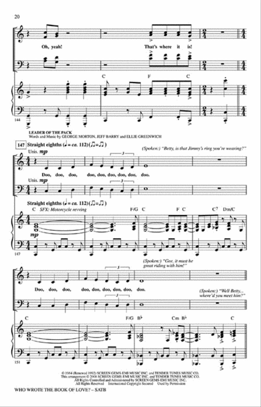 Who Wrote the Book of Love? Show Choir scores gallery preview page 5