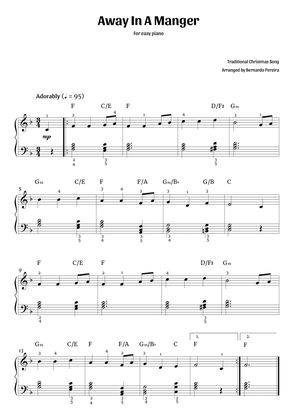 Away In A Manger (easy piano – with chords)