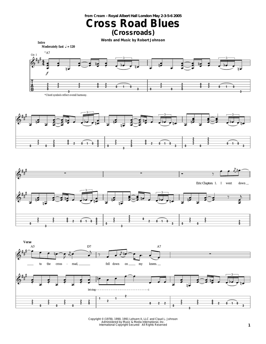 Cross Road Blues (Crossroads) Acoustic Guitar scores gallery preview page 1