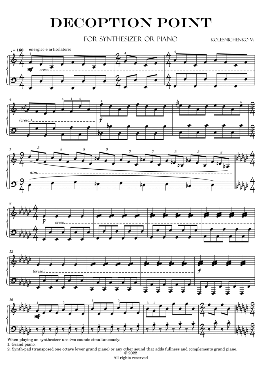 Deception point Piano Solo scores gallery preview page 1