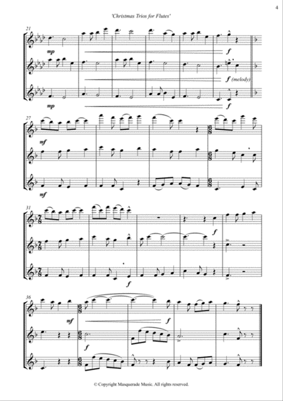 Christmas Flute Trios; 7 Festive favourites for mixed abilities Flute Trio scores gallery preview page 4