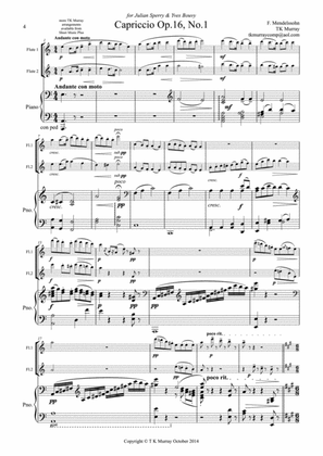 Mendelssohn - Capriccio Op16 No1 - Flute Duo, 2 Flutes, Flute Group