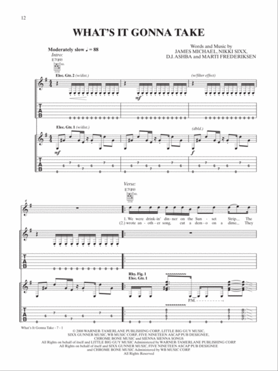 What's It Gonna Take Guitar Tablature scores gallery preview page 1